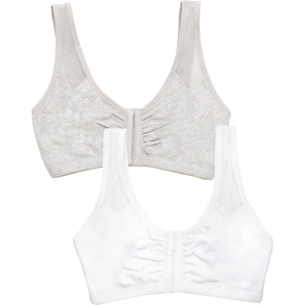 image:imageFruit of The Loom Womens Comfort Front Close Sport Bra with Mesh StrapsHeather GreyWhite