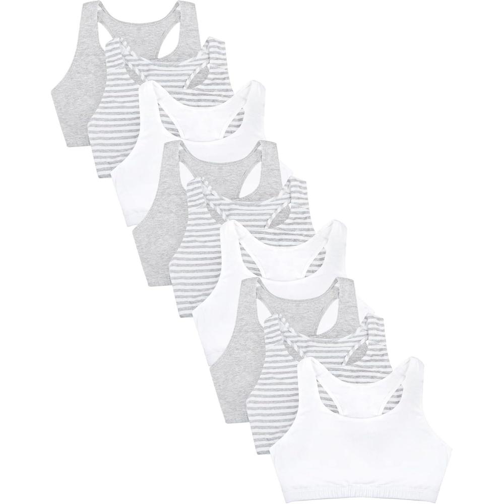 image:imageFruit of The Loom Womens MultiPack Tank Top Style Sports BraSkinny StripWhiteGrey Heather