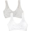 Fruit of The Loom Womens Comfort Front Close Sport Bra with Mesh Straps(Heather Grey/White)