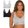 Fruit of The Loom Womens Plus Size Wireless Cotton Bra(Heather Grey/Black Hue)