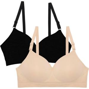 Fruit of The Loom Women’s 2-Pack Seamless Wire-Free Push-Up Bra – Soft, Comfortable & Supportive(Black Hue/in the Buff 2-pack)