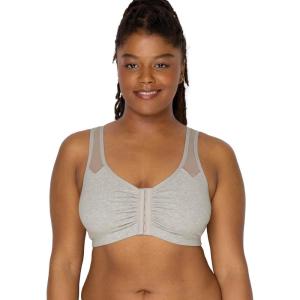Fruit of The Loom Womens Comfort Front Close Sport Bra with Mesh Straps(Heather Grey)