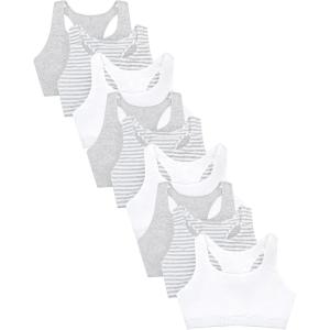 Fruit of The Loom Women’s Multi-Pack Tank Top Style Sports Bra(Skinny Strip/White/Grey Heather)