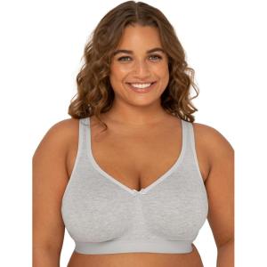 Fruit of The Loom Womens Plus Size Wireless Cotton Bra(Heather Grey)