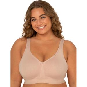 Fruit of The Loom Womens Plus Size Wireless Cotton Bra(Sand)