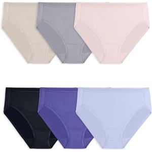 Fruit of the Loom Women’s Lightweight Microfiber Underwear, Smooth Under Clothes, Available in Plus Size(Hi Cut – 6 Pack – Colors May Vary)