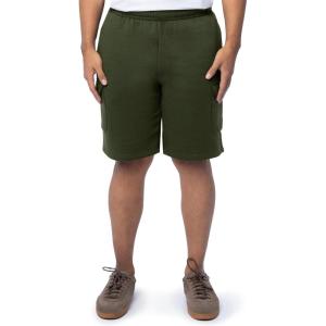 Fruit of the Loom Men’s Fleece Cargo Shorts(Duffle Bag Green)