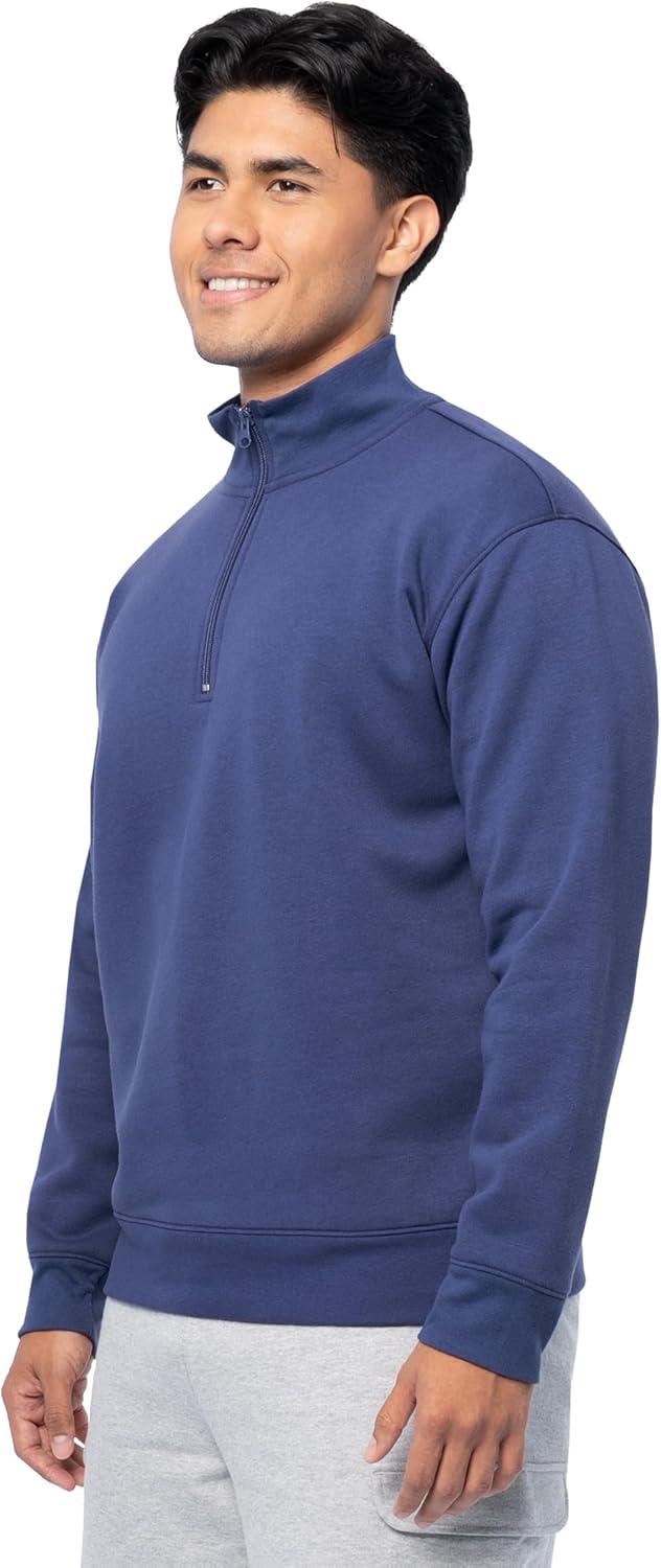 image:imageFruit of the Loom Mens Fleece QuarterZip Pullover SweatshirtDeep Cobalt