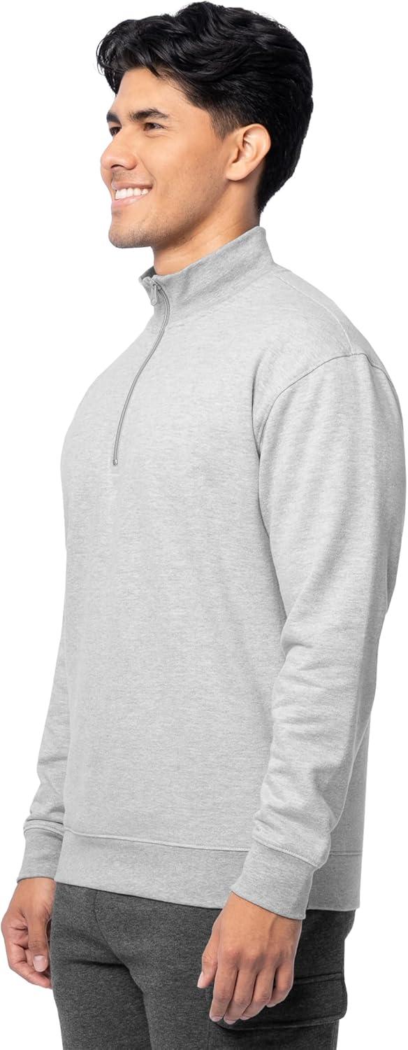 image:imageFruit of the Loom Mens Fleece QuarterZip Pullover SweatshirtLight Grey Heather
