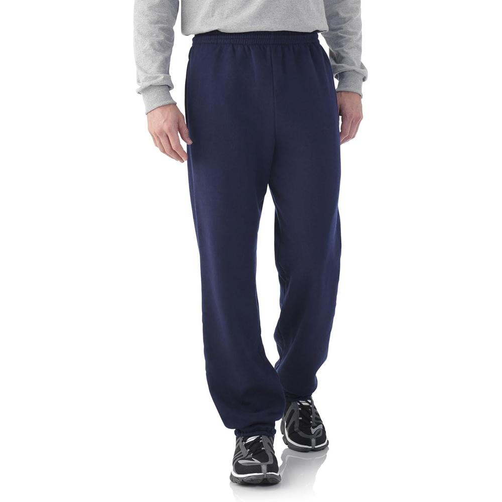 image:imageFruit of The Loom Eversoft Fleece Joggers with Pockets Relaxed Fit Moisture Wicking Breathable Tapered SweatpantsJnavy