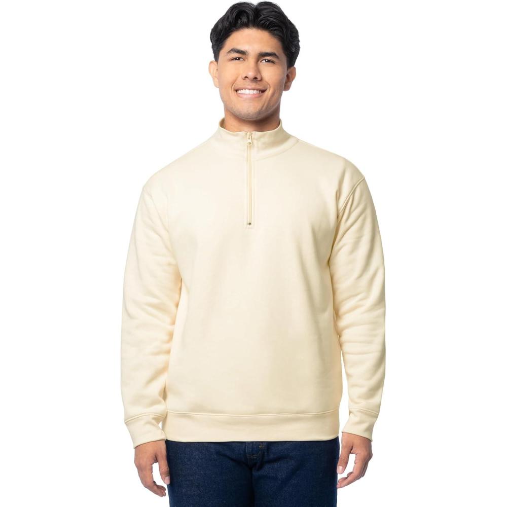 image:imageFruit of the Loom Mens Fleece QuarterZip Pullover SweatshirtButtercream