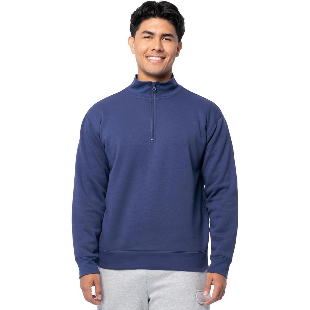 image:imageFruit of the Loom Mens Fleece QuarterZip Pullover SweatshirtDeep Cobalt