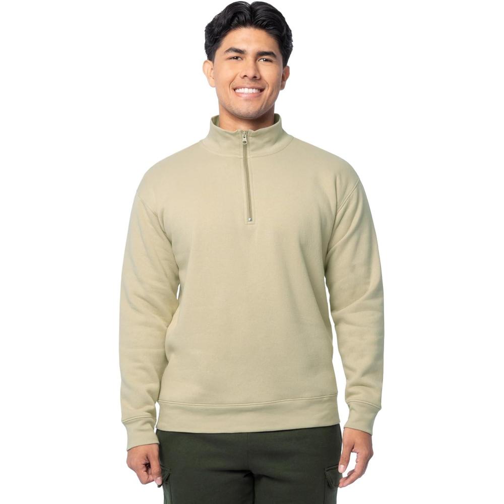 image:imageFruit of the Loom Mens Fleece QuarterZip Pullover SweatshirtEucalyptus