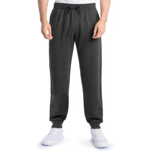Fruit of The Loom Eversoft Fleece Joggers with Pockets, Relaxed Fit, Moisture Wicking, Breathable, Tapered Sweatpants(Cotton Blend – Black Heather)