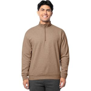 Fruit of the Loom Men’s Fleece Quarter-Zip Pullover Sweatshirt(Brown Heather)