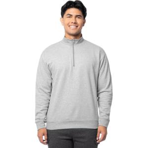 Fruit of the Loom Men’s Fleece Quarter-Zip Pullover Sweatshirt(Light Grey Heather)