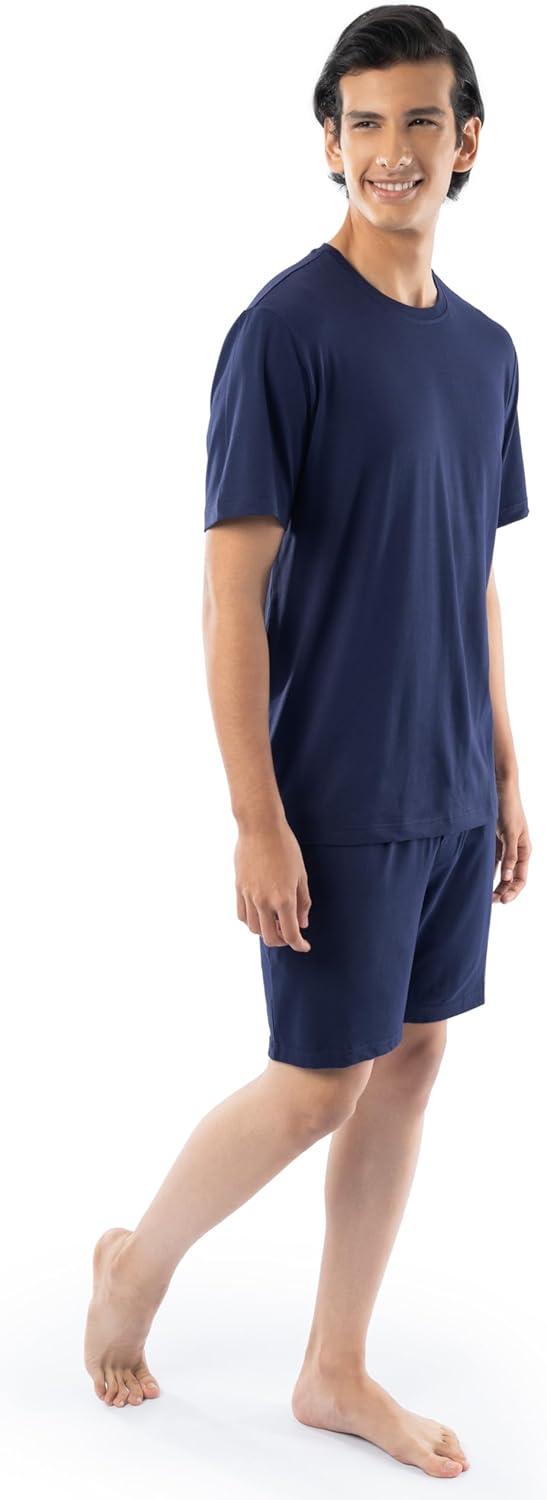 image:imageFruit of the Loom Mens 360 Stretch Short Sleeve Shirt and Shorts Pajama Sleep SetNavy