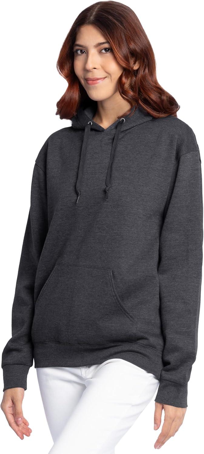 image:imageFruit of the Loom Mens Eversoft Fleece Pullover Hooded Sweatshirt Moisture Wicking amp BreathableBlack Heather Pullover