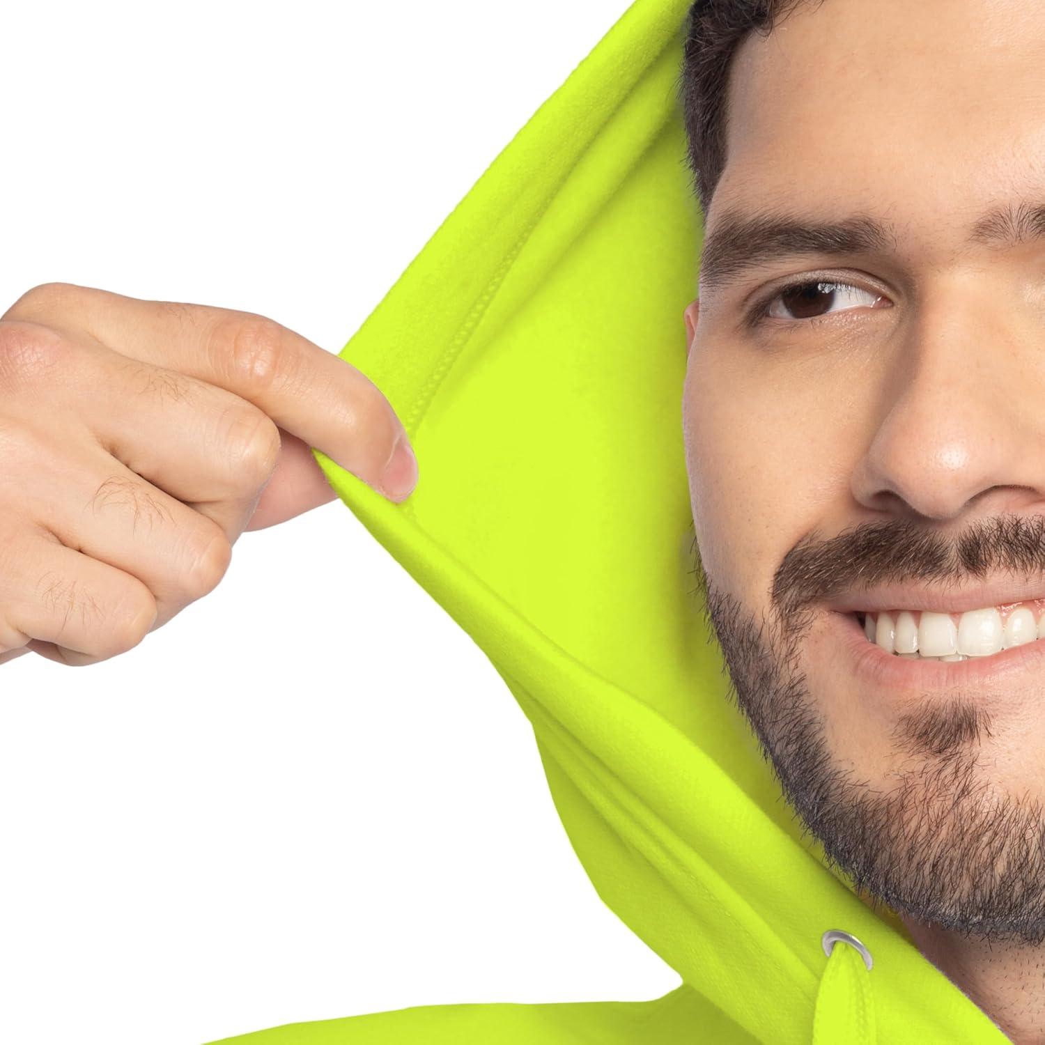 image:imageFruit of the Loom Mens Eversoft Fleece Pullover Hooded Sweatshirt Moisture Wicking amp BreathableSafety Green Pullover