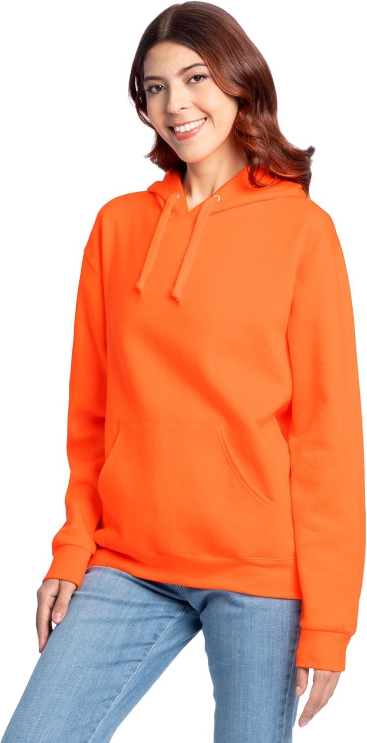 image:imageFruit of the Loom Mens Eversoft Fleece Pullover Hooded Sweatshirt Moisture Wicking amp BreathableSafety Orange Pullover