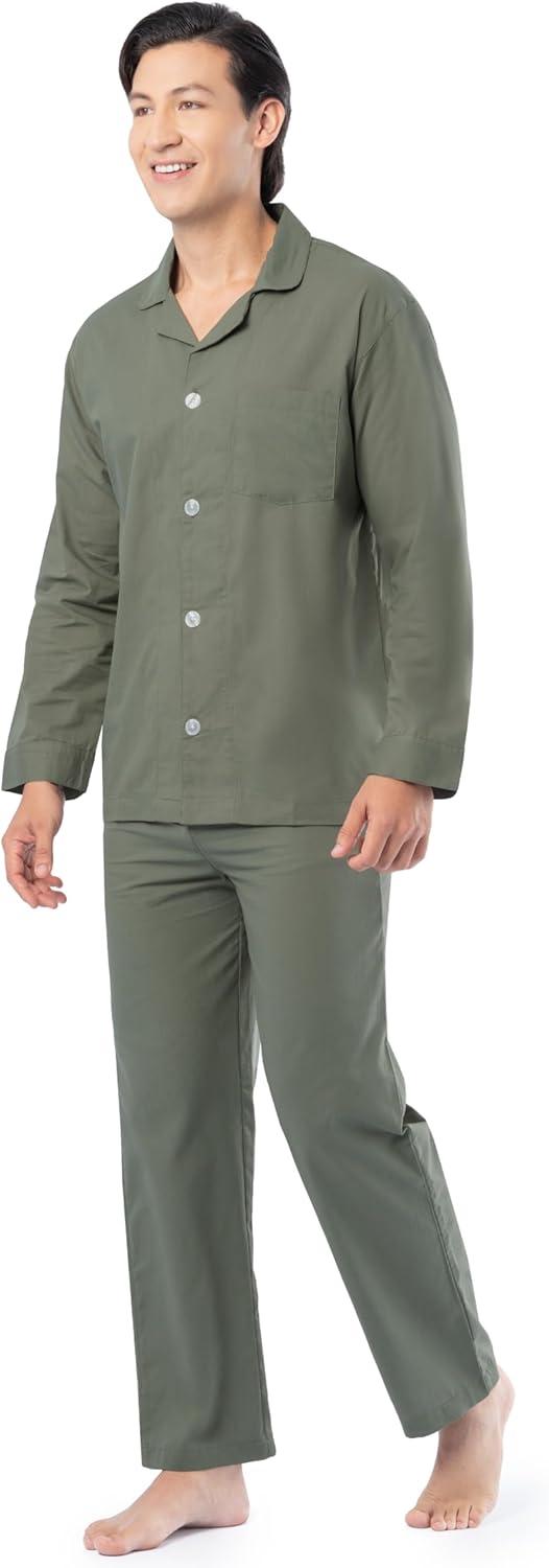 image:imageFruit of the Loom Mens Long Sleeve Broadcloth Pajama SetGreen