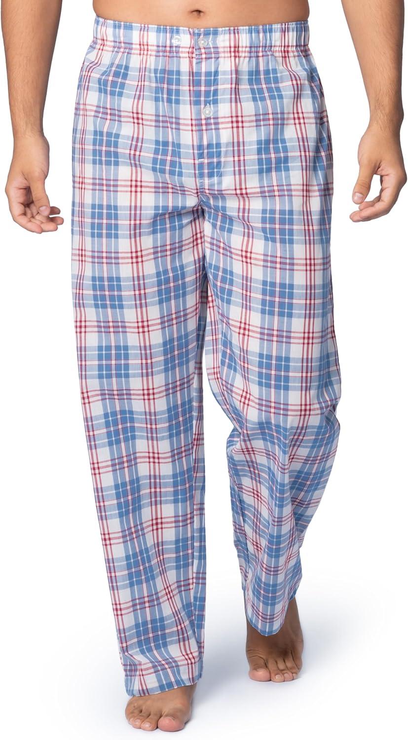image:imageFruit of the Loom Mens Long Sleeve Broadcloth Pajama SetIvoryBlueRed Plaid
