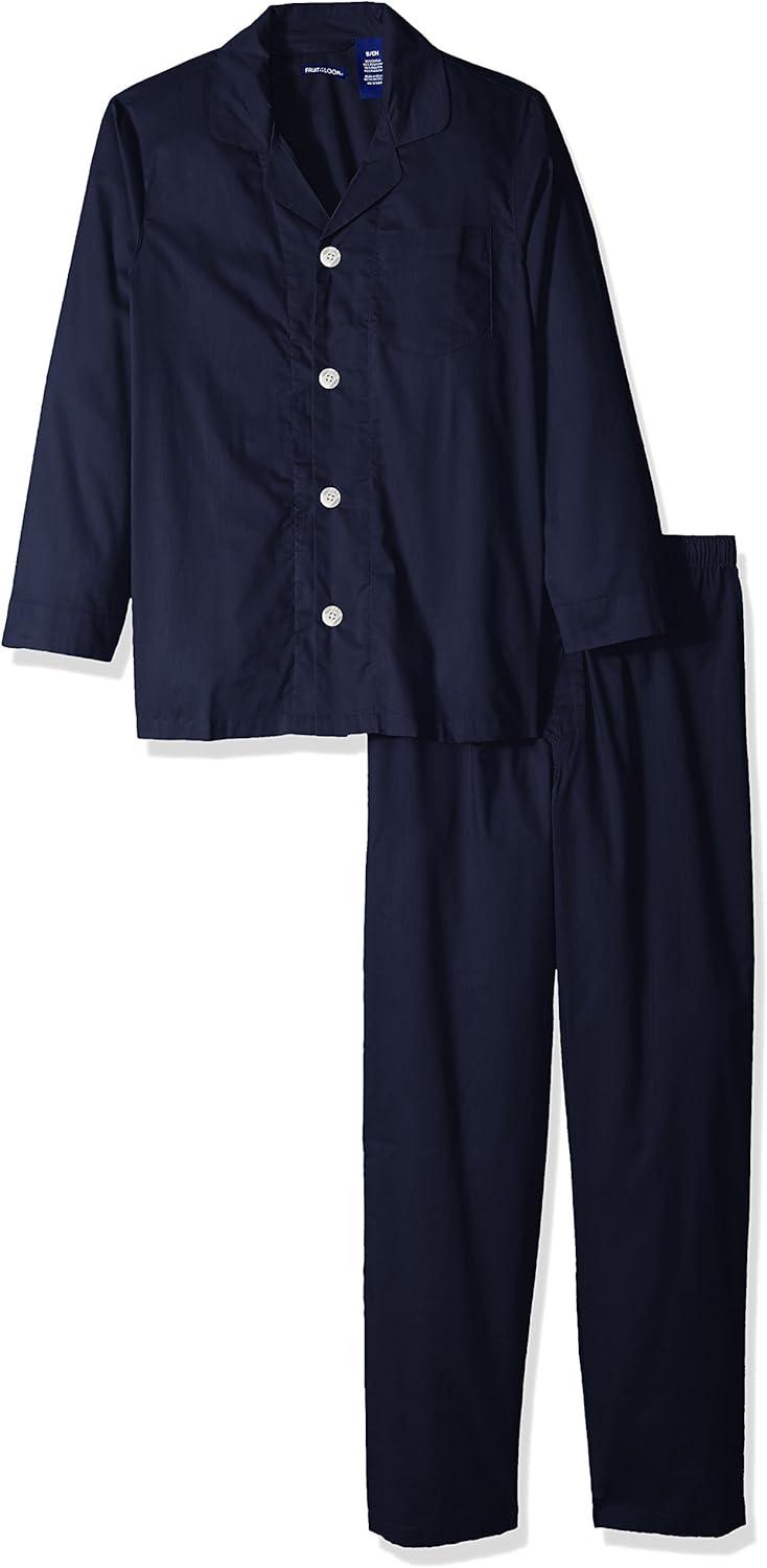 image:imageFruit of the Loom Mens Long Sleeve Broadcloth Pajama SetNavy Blue