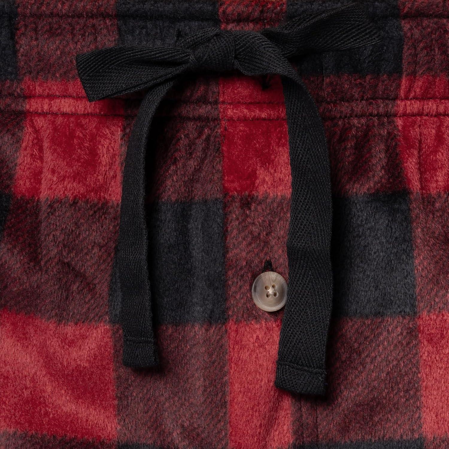 image:imageFruit of the Loom Mens Microsuede Fleece Sleep Pajama Pants 2packBlack PlaidRed Check