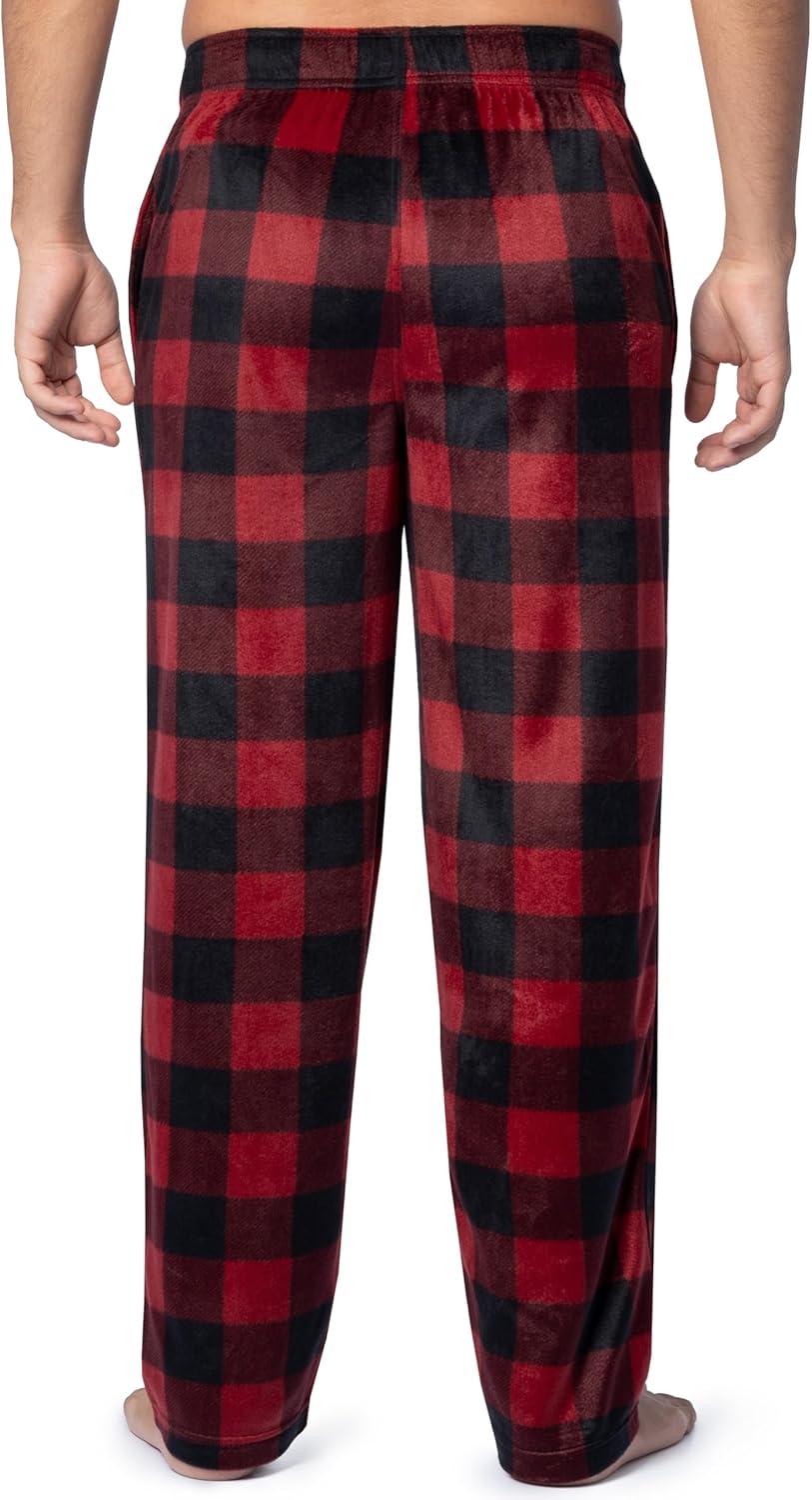 image:imageFruit of the Loom Mens Microsuede Fleece Sleep Pajama Pants 2packBlack PlaidRed Check