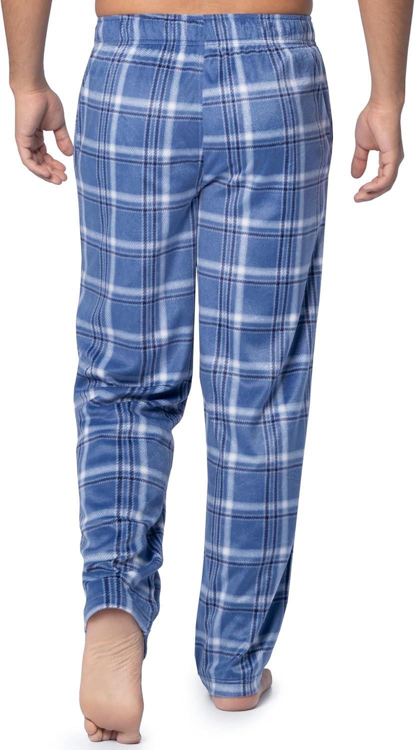 image:imageFruit of the Loom Mens Microsuede Fleece Sleep Pajama Pants 2packBlue PlaidNavy Check
