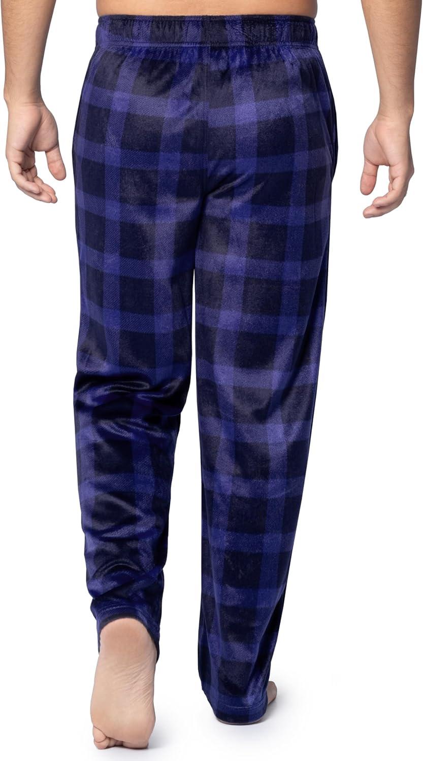 image:imageFruit of the Loom Mens Microsuede Fleece Sleep Pajama Pants 2packBlue PlaidNavy Check