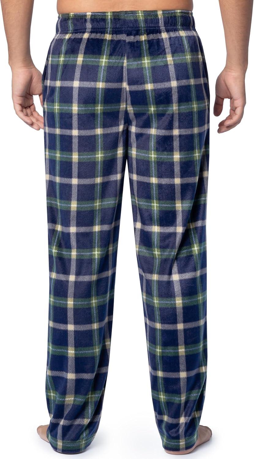 image:imageFruit of the Loom Mens Microsuede Fleece Sleep Pajama Pants 2packNavyGreen Plaid