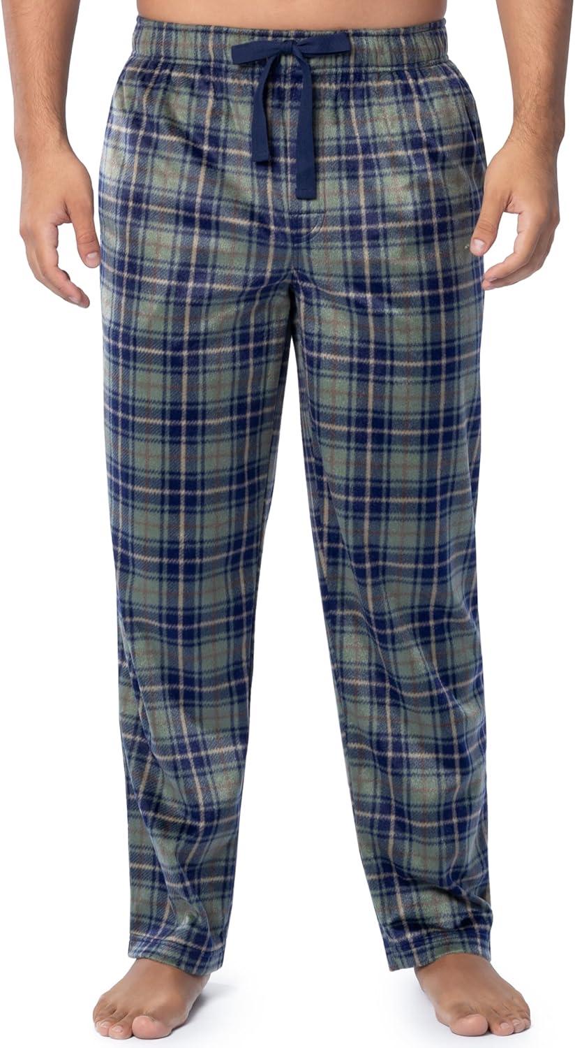 image:imageFruit of the Loom Mens Microsuede Fleece Sleep Pajama Pants 2packNavyGreen Plaid