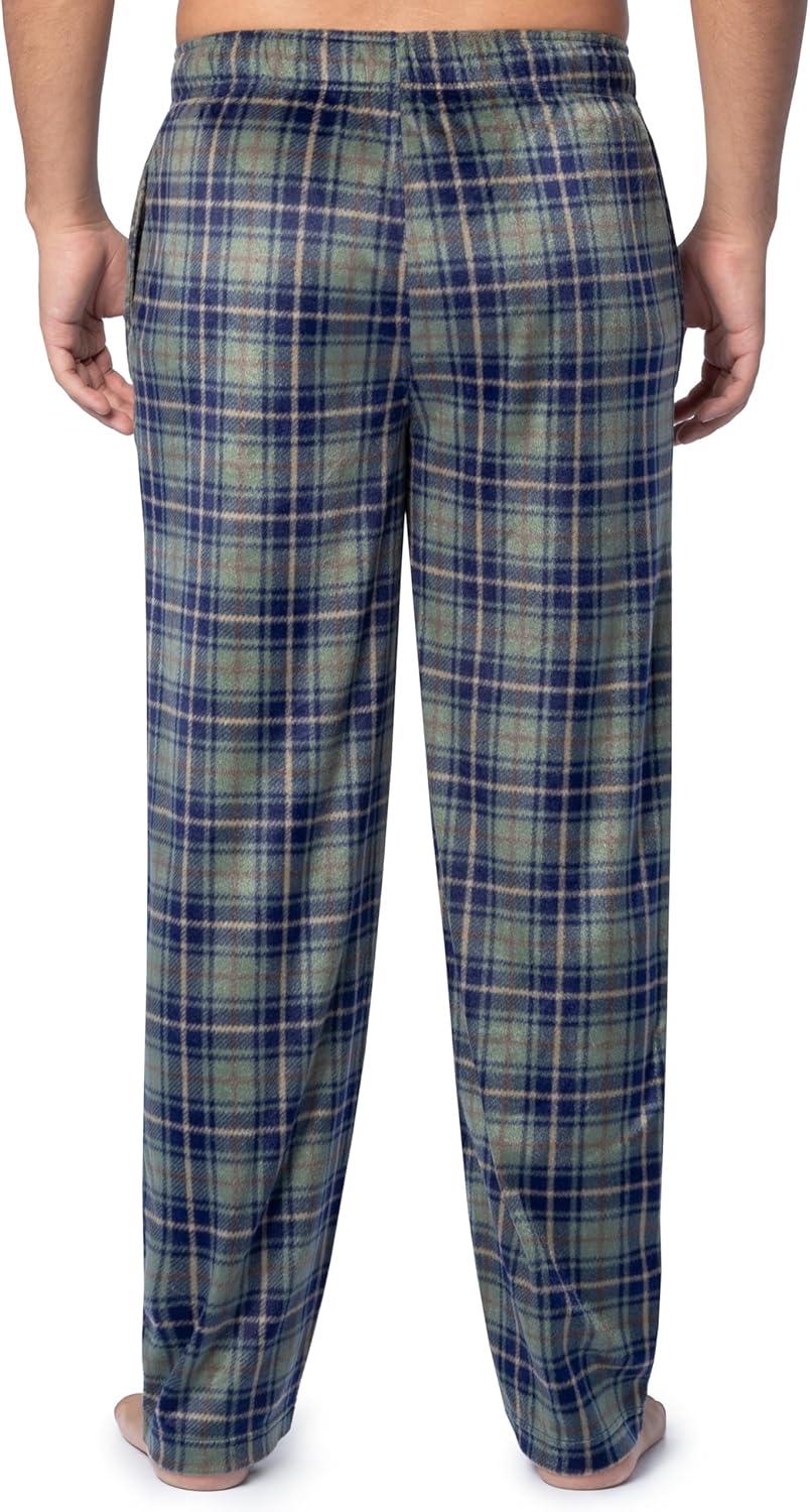 image:imageFruit of the Loom Mens Microsuede Fleece Sleep Pajama Pants 2packNavyGreen Plaid