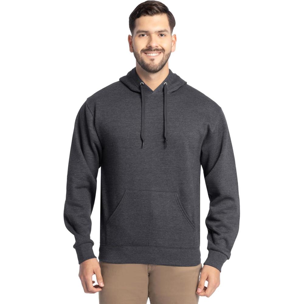 image:imageFruit of the Loom Mens Eversoft Fleece Pullover Hooded Sweatshirt Moisture Wicking amp BreathableBlack Heather Pullover