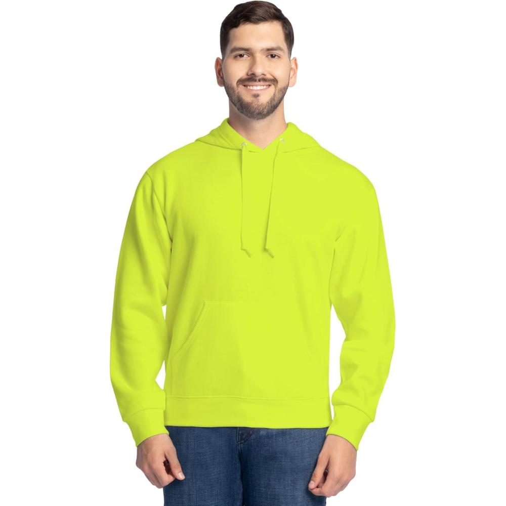 image:imageFruit of the Loom Mens Eversoft Fleece Pullover Hooded Sweatshirt Moisture Wicking amp BreathableSafety Green Pullover
