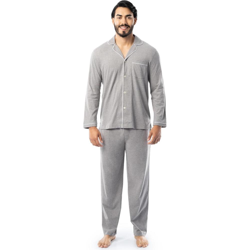 image:imageFruit of the Loom Mens Jersey Knit Pajama Sleep SetGrey