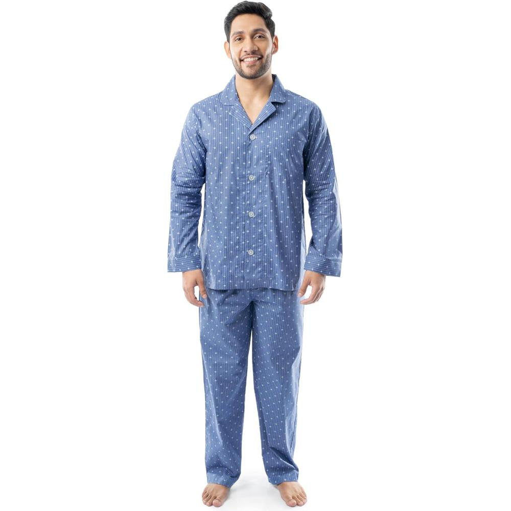 image:imageFruit of the Loom Mens Long Sleeve Broadcloth Pajama SetMedium Blue