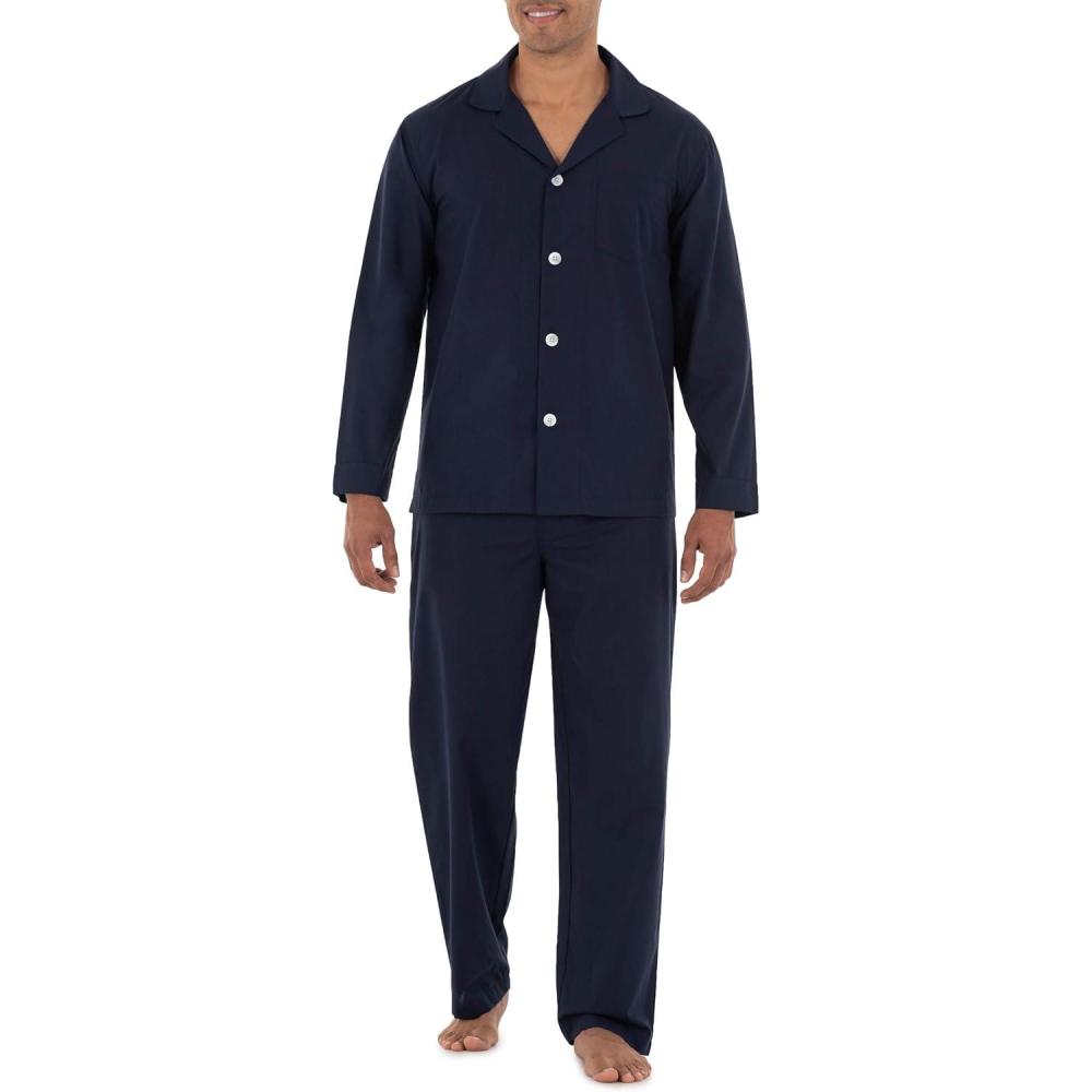 image:imageFruit of the Loom Mens Long Sleeve Broadcloth Pajama SetNavy