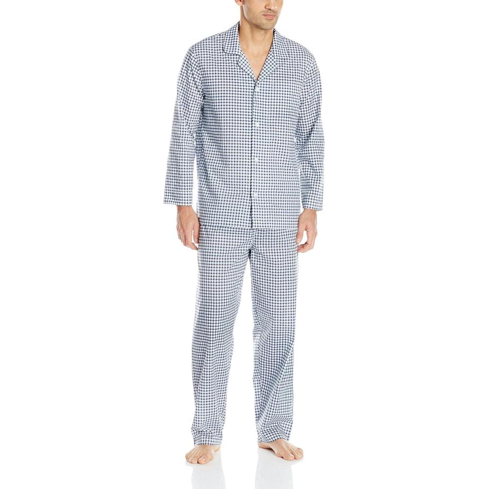 image:imageFruit of the Loom Mens Long Sleeve Broadcloth Pajama SetNavy Check