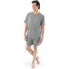 Fruit of the Loom Men’s 360 Stretch Short Sleeve Shirt and Shorts Pajama Sleep Set(Grey Heather)