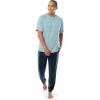 Fruit of the Loom Men’s French Terry Top and Jogger Sleep Pajama Set(Light Blue/Navy)