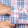 Fruit of the Loom Men’s Long Sleeve Broadcloth Pajama Set(Ivory/Blue/Red Plaid)