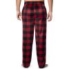 Fruit of the Loom Men’s Microsuede Fleece Sleep Pajama Pants, 2-pack(Black Plaid/Red Check)