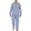 Fruit of the Loom Men’s Long Sleeve Broadcloth Pajama Set(Blue Stripe)