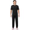 Fruit of the Loom mens Stretch Mesh Jersey Top and Pant Sleep Pajama Set(Black)