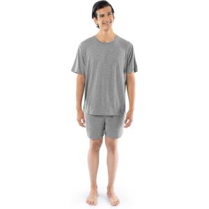 Fruit of the Loom Men’s 360 Stretch Short Sleeve Shirt and Shorts Pajama Sleep Set(Grey Heather)
