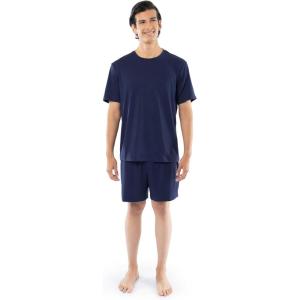 Fruit of the Loom Men’s 360 Stretch Short Sleeve Shirt and Shorts Pajama Sleep Set(Navy)