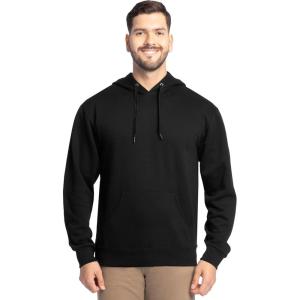 Fruit of the Loom Men’s Eversoft Fleece Pullover Hooded Sweatshirt, Moisture Wicking & Breathable(Black Pullover)
