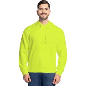 Fruit of the Loom Men’s Eversoft Fleece Pullover Hooded Sweatshirt, Moisture Wicking & Breathable(Safety Green Pullover)